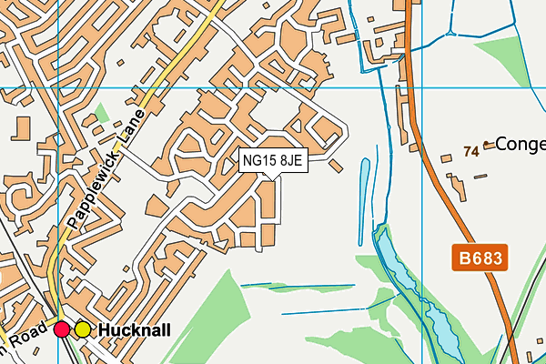 NG15 8JE map - OS VectorMap District (Ordnance Survey) NG15 8JE map - OS VectorMap District (Ordnance Survey)