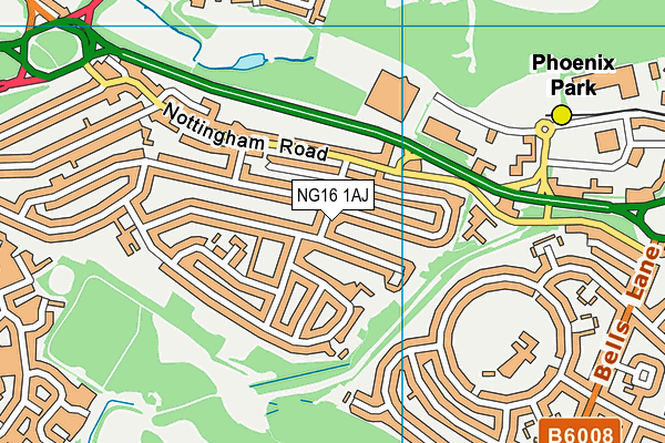NG16 1AJ map - OS VectorMap District (Ordnance Survey)