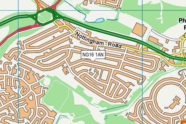 NG16 1AN map - OS VectorMap District (Ordnance Survey)