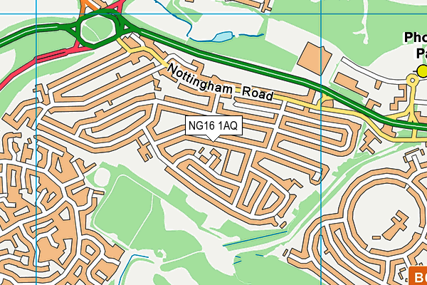 NG16 1AQ map - OS VectorMap District (Ordnance Survey)