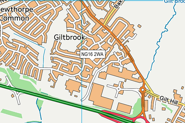 NG16 2WA map - OS VectorMap District (Ordnance Survey)