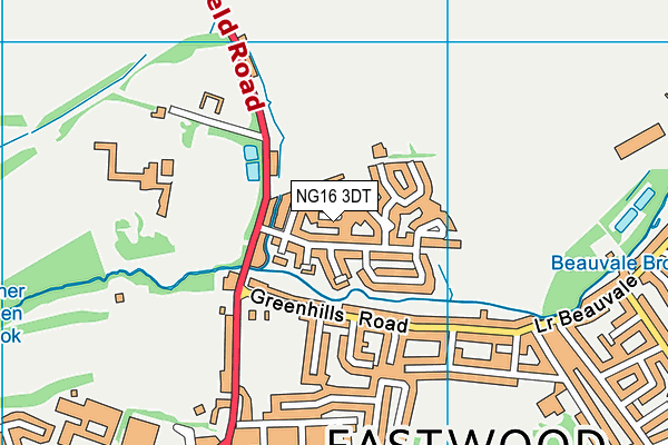 NG16 3DT map - OS VectorMap District (Ordnance Survey)