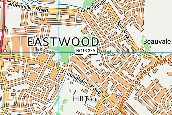 NG16 3FA map - OS VectorMap District (Ordnance Survey) NG16 3FA map - OS VectorMap District (Ordnance Survey)