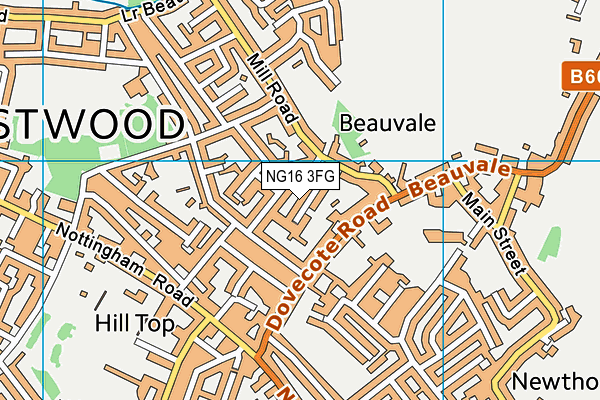 NG16 3FG map - OS VectorMap District (Ordnance Survey) NG16 3FG map - OS VectorMap District (Ordnance Survey)