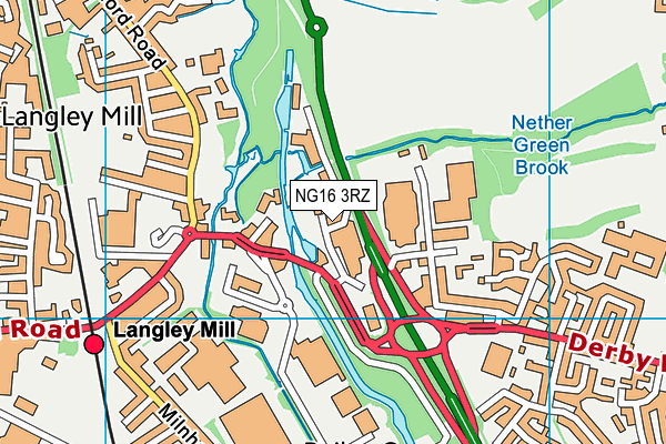 NG16 3RZ map - OS VectorMap District (Ordnance Survey)