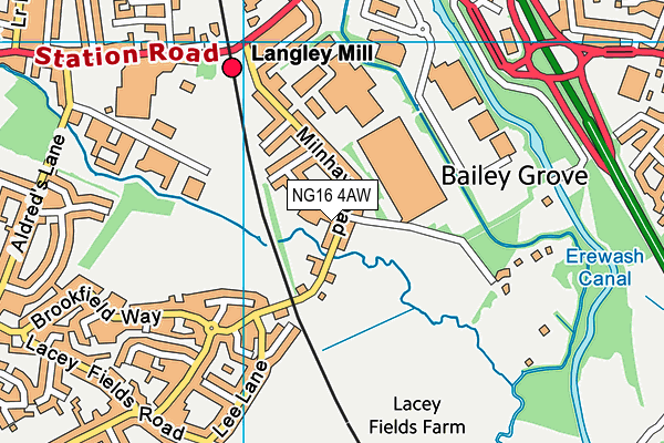 NG16 4AW map - OS VectorMap District (Ordnance Survey)