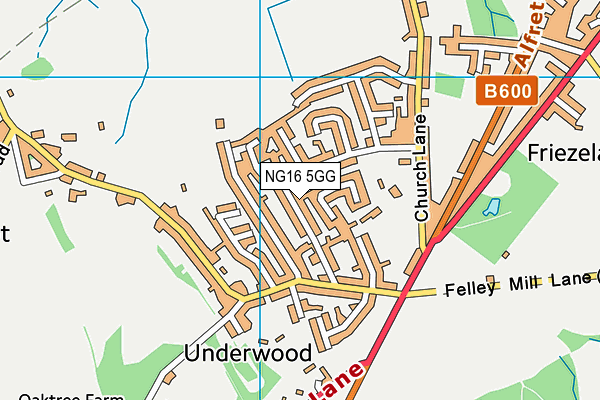 NG16 5GG map - OS VectorMap District (Ordnance Survey) NG16 5GG map - OS VectorMap District (Ordnance Survey)