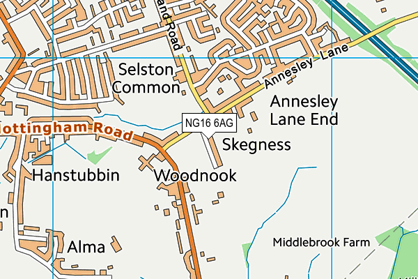 NG16 6AG map - OS VectorMap District (Ordnance Survey)