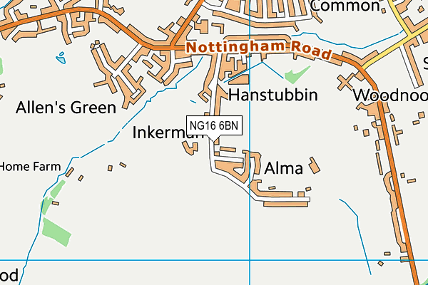 NG16 6BN map - OS VectorMap District (Ordnance Survey)