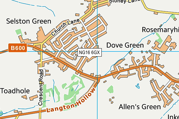NG16 6GX map - OS VectorMap District (Ordnance Survey) NG16 6GX map - OS VectorMap District (Ordnance Survey)