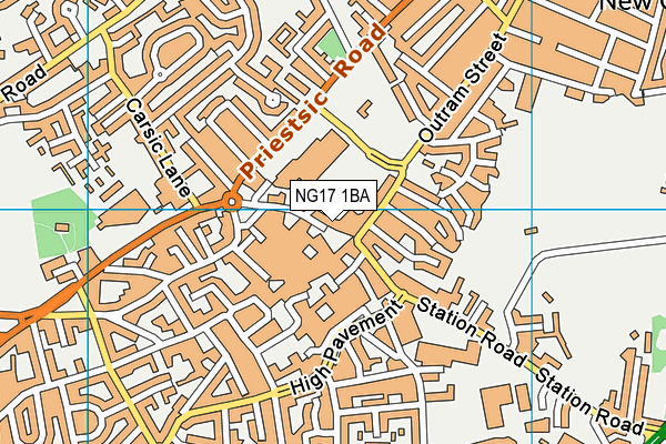 NG17 1BA map - OS VectorMap District (Ordnance Survey) NG17 1BA map - OS VectorMap District (Ordnance Survey)