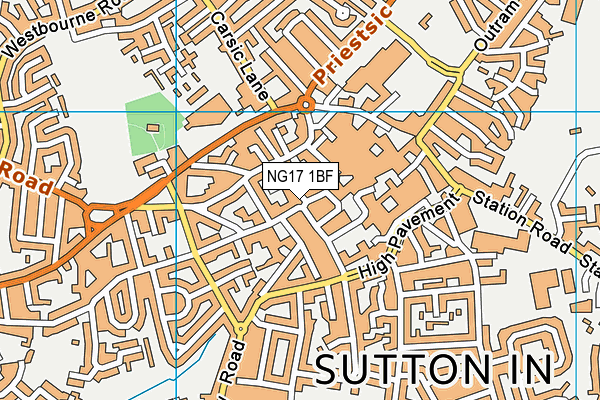 NG17 1BF map - OS VectorMap District (Ordnance Survey) NG17 1BF map - OS VectorMap District (Ordnance Survey)