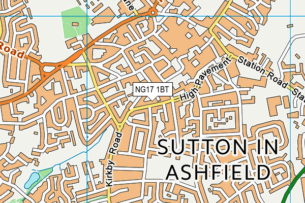 NG17 1BT map - OS VectorMap District (Ordnance Survey) NG17 1BT map - OS VectorMap District (Ordnance Survey)