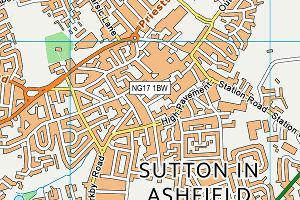 NG17 1BW map - OS VectorMap District (Ordnance Survey) NG17 1BW map - OS VectorMap District (Ordnance Survey)