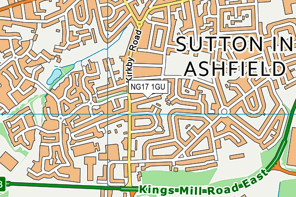 NG17 1GU map - OS VectorMap District (Ordnance Survey) NG17 1GU map - OS VectorMap District (Ordnance Survey)