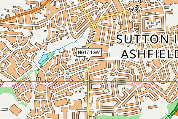 NG17 1GW map - OS VectorMap District (Ordnance Survey) NG17 1GW map - OS VectorMap District (Ordnance Survey)