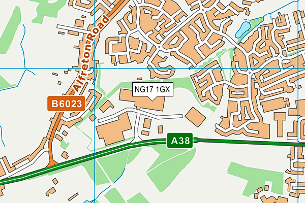 NG17 1GX map - OS VectorMap District (Ordnance Survey) NG17 1GX map - OS VectorMap District (Ordnance Survey)