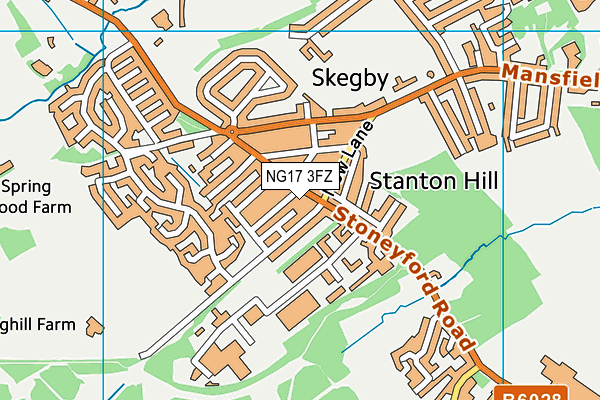 NG17 3FZ map - OS VectorMap District (Ordnance Survey) NG17 3FZ map - OS VectorMap District (Ordnance Survey)
