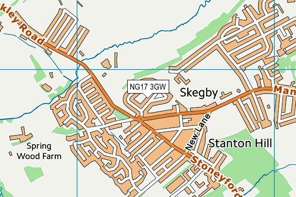 NG17 3GW map - OS VectorMap District (Ordnance Survey)
