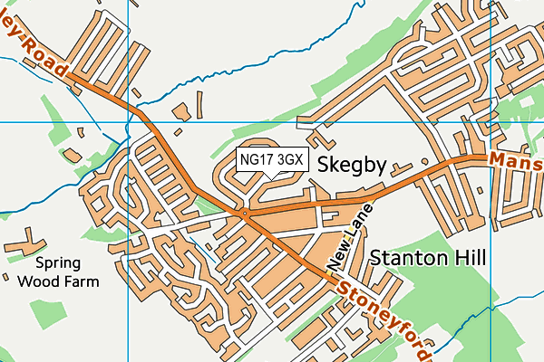 NG17 3GX map - OS VectorMap District (Ordnance Survey) NG17 3GX map - OS VectorMap District (Ordnance Survey)