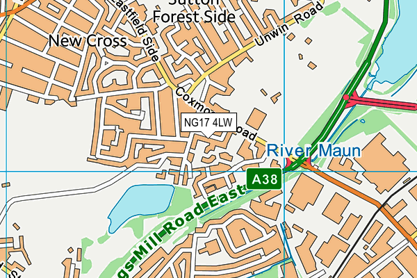 NG17 4LW map - OS VectorMap District (Ordnance Survey) NG17 4LW map - OS VectorMap District (Ordnance Survey)