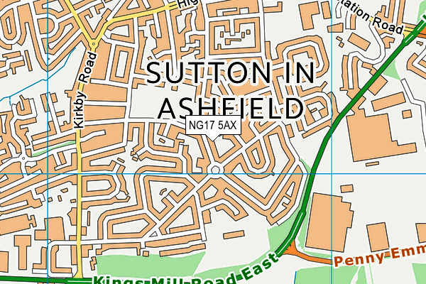 NG17 5AX map - OS VectorMap District (Ordnance Survey) NG17 5AX map - OS VectorMap District (Ordnance Survey)