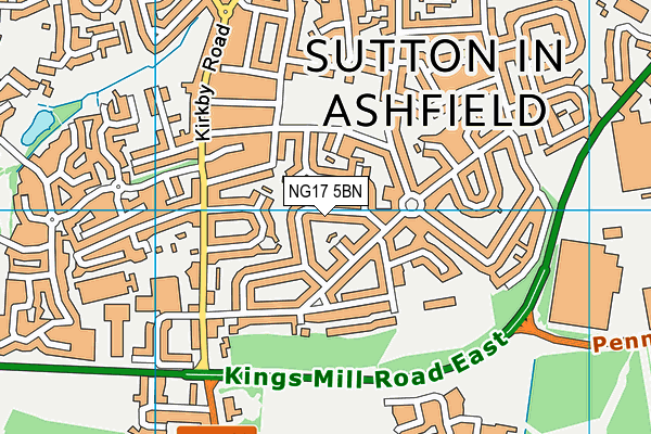 NG17 5BN map - OS VectorMap District (Ordnance Survey) NG17 5BN map - OS VectorMap District (Ordnance Survey)