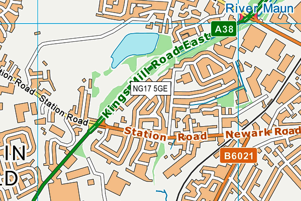 NG17 5GE map - OS VectorMap District (Ordnance Survey) NG17 5GE map - OS VectorMap District (Ordnance Survey)