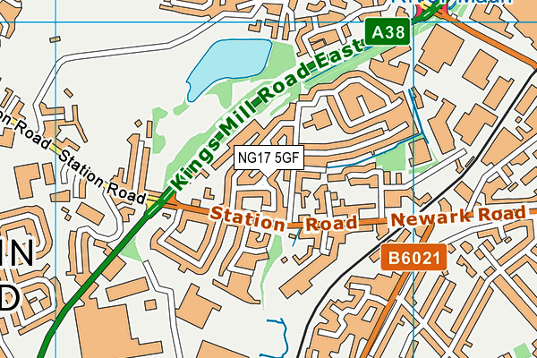 NG17 5GF map - OS VectorMap District (Ordnance Survey) NG17 5GF map - OS VectorMap District (Ordnance Survey)