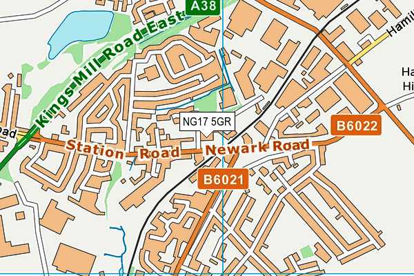 NG17 5GR map - OS VectorMap District (Ordnance Survey) NG17 5GR map - OS VectorMap District (Ordnance Survey)