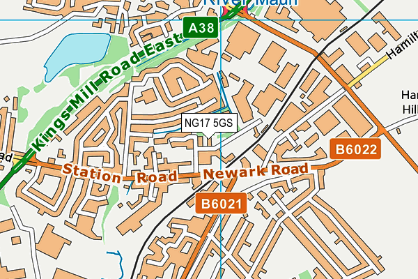 NG17 5GS map - OS VectorMap District (Ordnance Survey) NG17 5GS map - OS VectorMap District (Ordnance Survey)