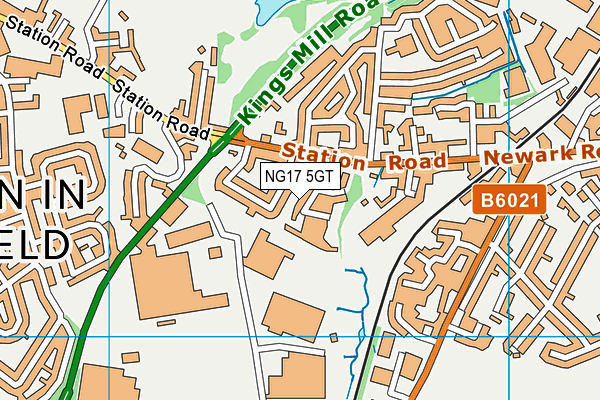 NG17 5GT map - OS VectorMap District (Ordnance Survey) NG17 5GT map - OS VectorMap District (Ordnance Survey)