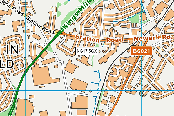 NG17 5GX map - OS VectorMap District (Ordnance Survey)