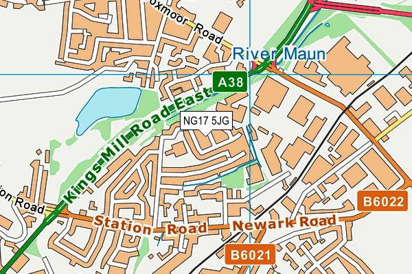 NG17 5JG map - OS VectorMap District (Ordnance Survey) NG17 5JG map - OS VectorMap District (Ordnance Survey)