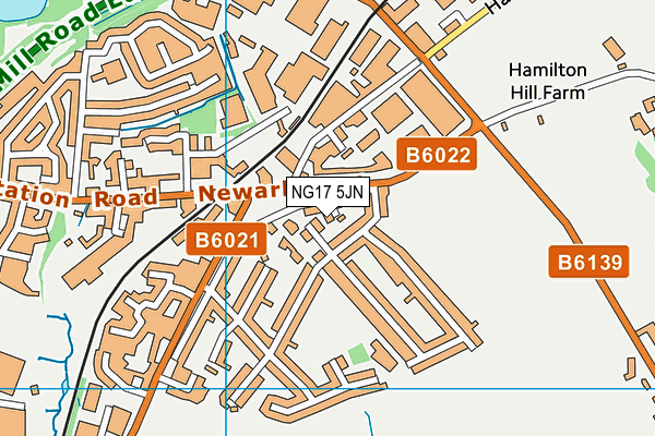 NG17 5JN map - OS VectorMap District (Ordnance Survey) NG17 5JN map - OS VectorMap District (Ordnance Survey)