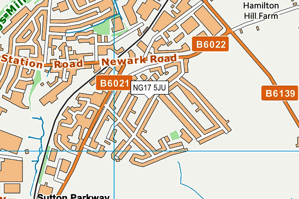NG17 5JU map - OS VectorMap District (Ordnance Survey) NG17 5JU map - OS VectorMap District (Ordnance Survey)