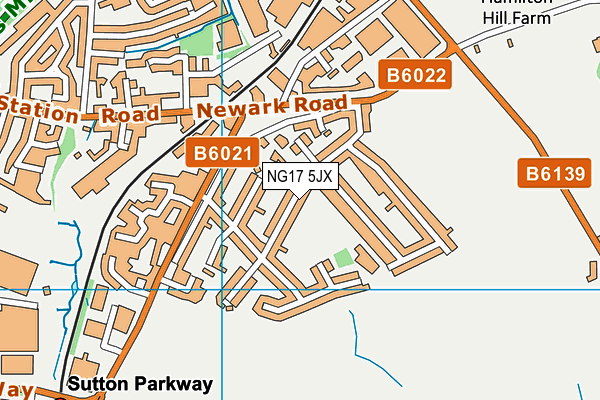 NG17 5JX map - OS VectorMap District (Ordnance Survey) NG17 5JX map - OS VectorMap District (Ordnance Survey)