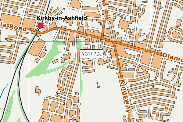 NG17 7DJ map - OS VectorMap District (Ordnance Survey)