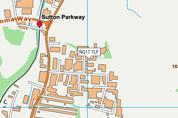 NG17 7LF map - OS VectorMap District (Ordnance Survey) NG17 7LF map - OS VectorMap District (Ordnance Survey)