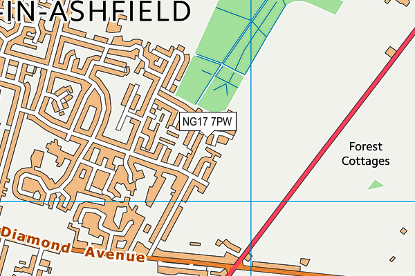 NG17 7PW map - OS VectorMap District (Ordnance Survey) NG17 7PW map - OS VectorMap District (Ordnance Survey)