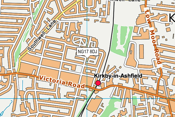 NG17 8DJ map - OS VectorMap District (Ordnance Survey) NG17 8DJ map - OS VectorMap District (Ordnance Survey)