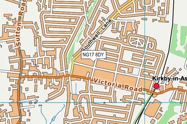 NG17 8DY map - OS VectorMap District (Ordnance Survey) NG17 8DY map - OS VectorMap District (Ordnance Survey)