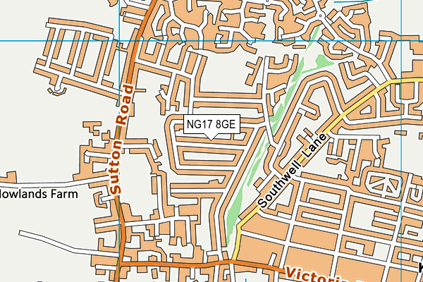NG17 8GE map - OS VectorMap District (Ordnance Survey) NG17 8GE map - OS VectorMap District (Ordnance Survey)