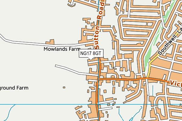 NG17 8GT map - OS VectorMap District (Ordnance Survey) NG17 8GT map - OS VectorMap District (Ordnance Survey)