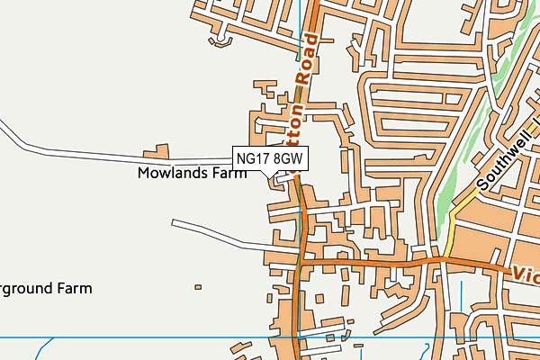 NG17 8GW map - OS VectorMap District (Ordnance Survey) NG17 8GW map - OS VectorMap District (Ordnance Survey)