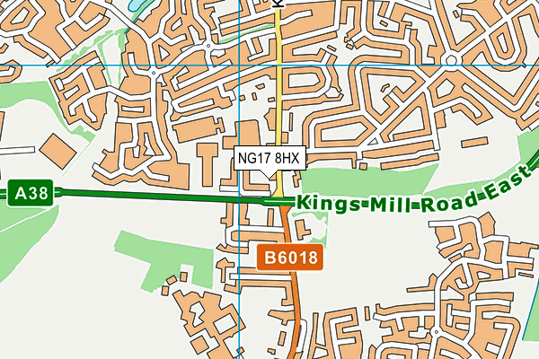 NG17 8HX map - OS VectorMap District (Ordnance Survey) NG17 8HX map - OS VectorMap District (Ordnance Survey)