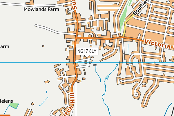 NG17 8LY map - OS VectorMap District (Ordnance Survey) NG17 8LY map - OS VectorMap District (Ordnance Survey)
