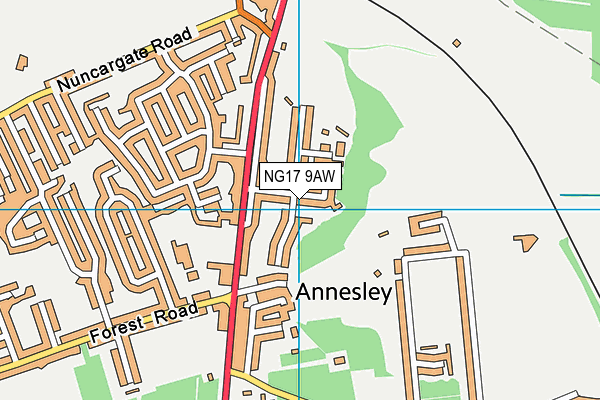 NG17 9AW map - OS VectorMap District (Ordnance Survey) NG17 9AW map - OS VectorMap District (Ordnance Survey)