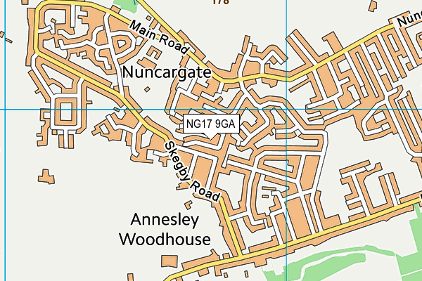 NG17 9GA map - OS VectorMap District (Ordnance Survey) NG17 9GA map - OS VectorMap District (Ordnance Survey)