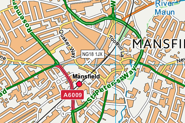 NG18 1JX map - OS VectorMap District (Ordnance Survey) NG18 1JX map - OS VectorMap District (Ordnance Survey)